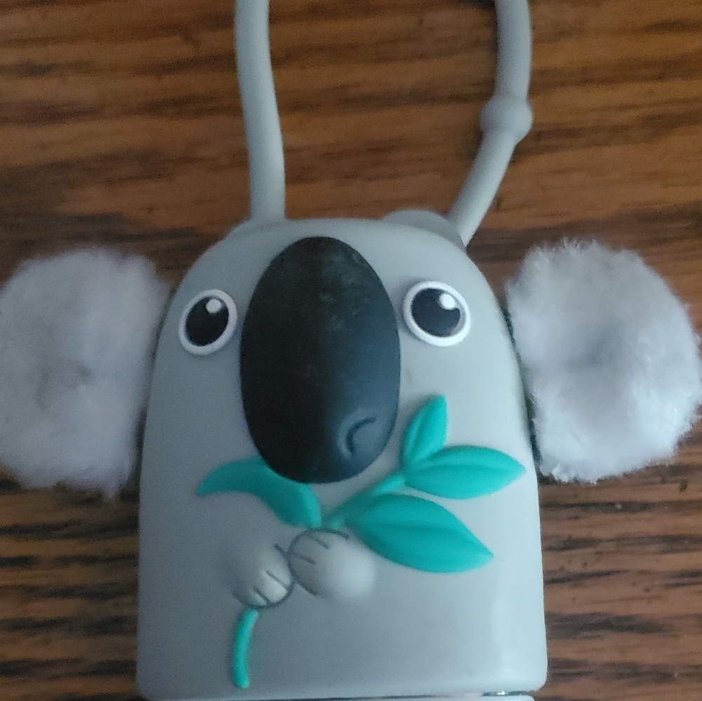 Bath & Body Works sanitizer Holder Gray fuzzy ears Koala